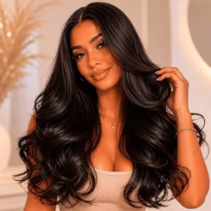 Peruca Lace Wig Ondulada em Bio Fibra Premium – 60cm
